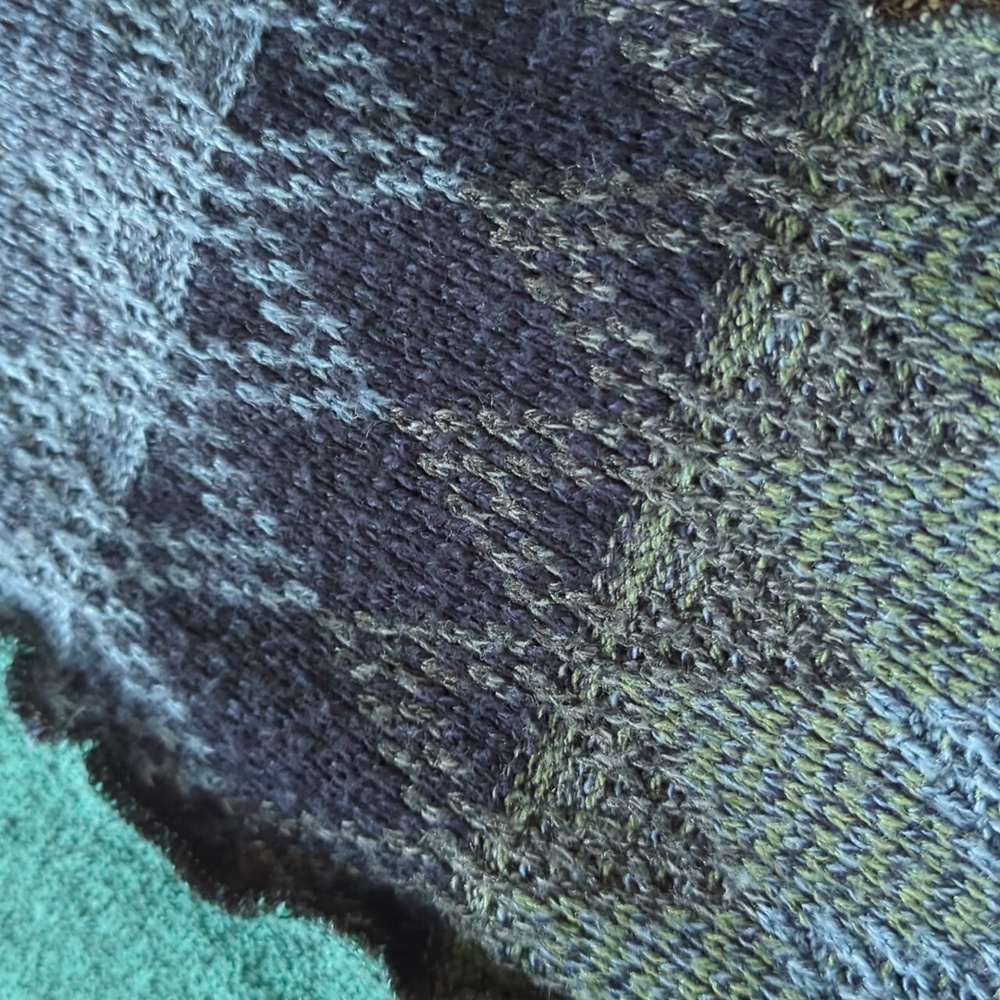 ETSY MOJOWEAR I Blue & Green Upcycled Recycled Boho Drawstring Sweater Skirt, S - Picture 3 of 13